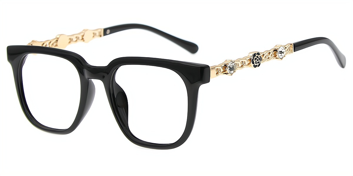 Black Horn Elaborate Plastic Eyeglasses