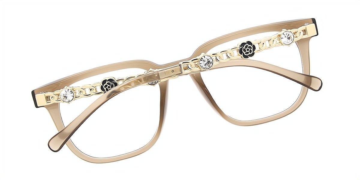 Brown Horn Elaborate Plastic Eyeglasses