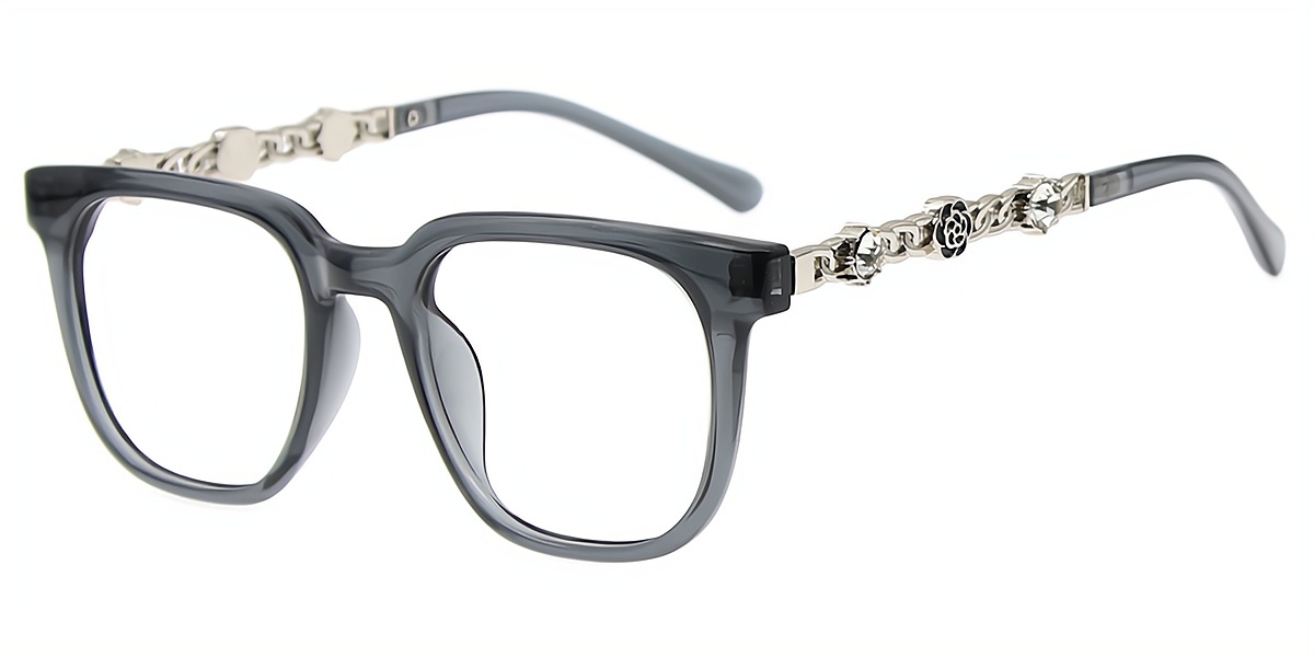 Gray Horn Elaborate Plastic Eyeglasses