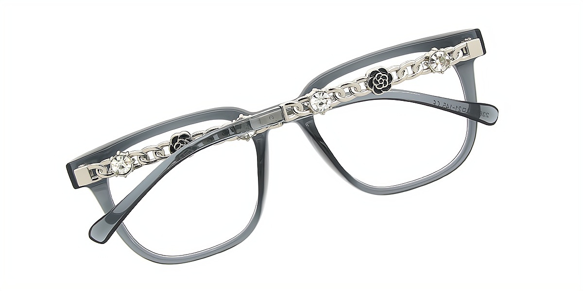 Gray Horn Elaborate Plastic Eyeglasses