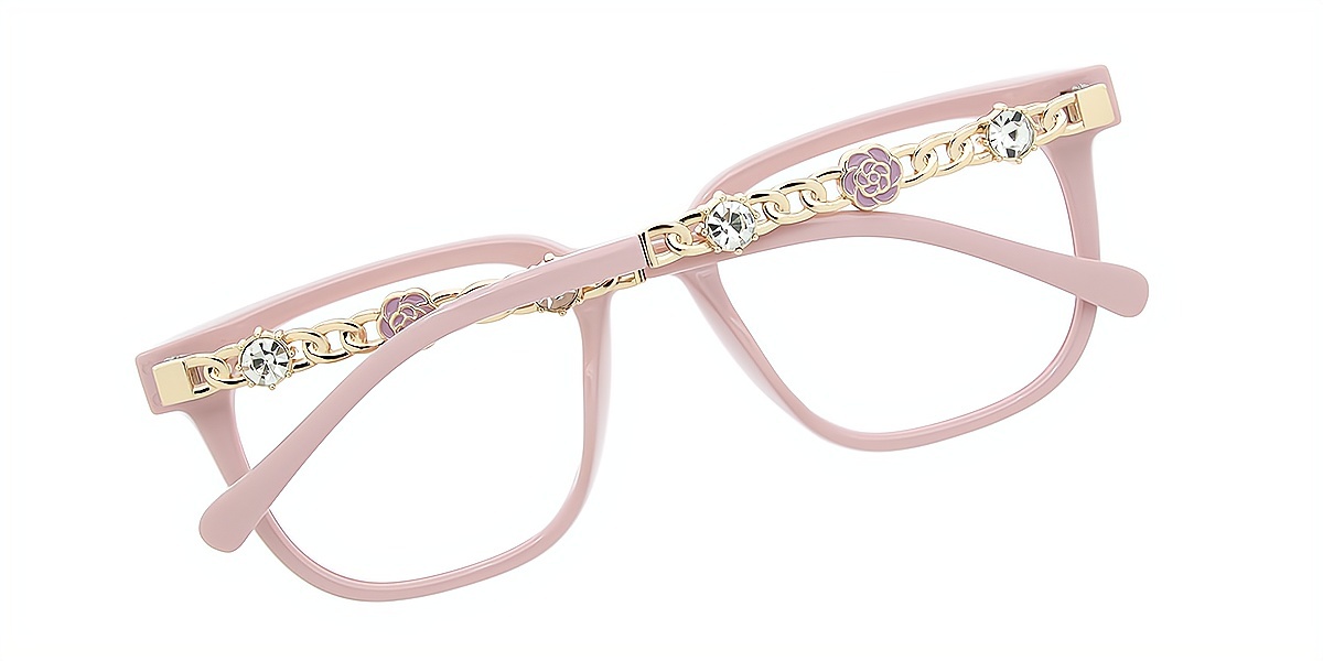 Pink Horn Elaborate Plastic Eyeglasses