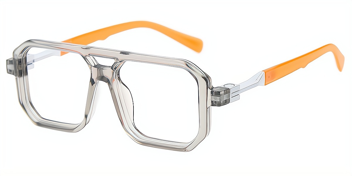 Gray Aviator Retro Plastic Eyeglasses