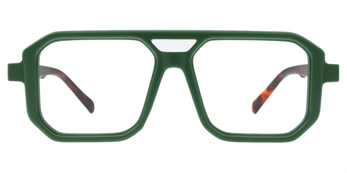 Green Aviator Retro Plastic Eyeglasses