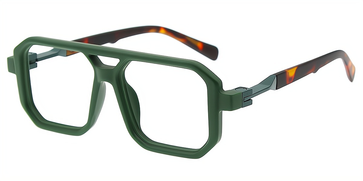 Green Aviator Retro Plastic Eyeglasses