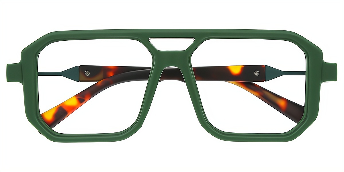 Green Aviator Retro Plastic Eyeglasses