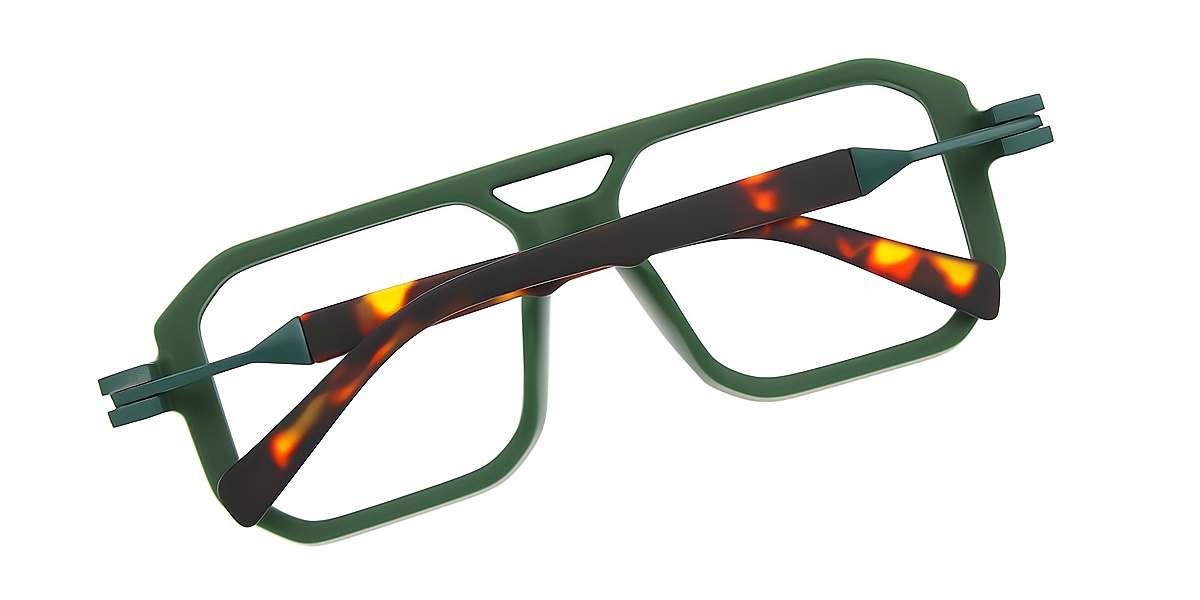 Green Aviator Retro Plastic Eyeglasses