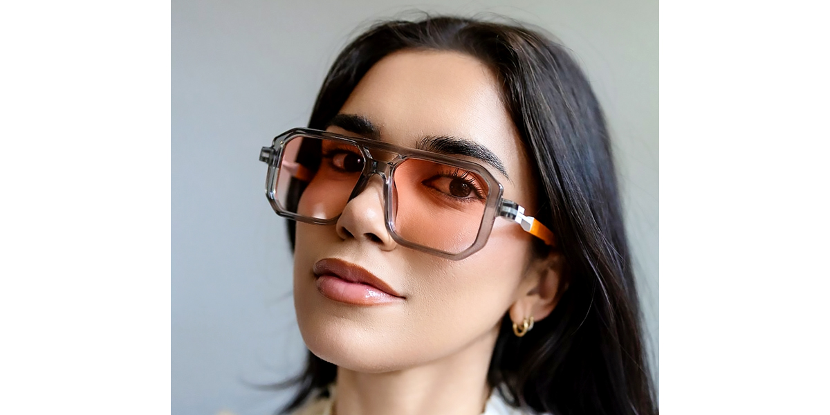 Gray Aviator Retro Plastic Eyeglasses