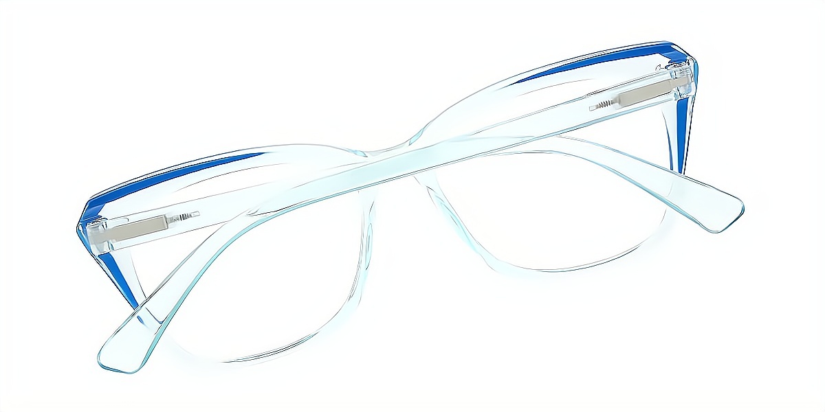 Blue Cat Eye Geek-Chic Plastic Eyeglasses
