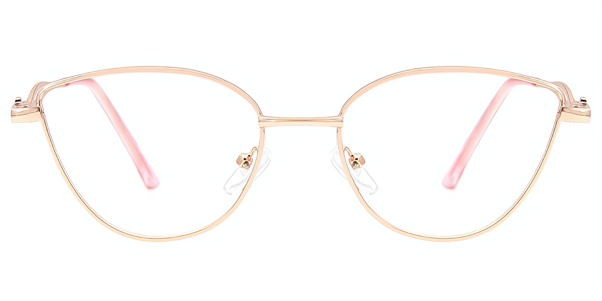 Golden Cat Eye Simple Metal Eyeglasses