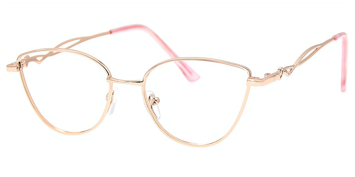 Golden Cat Eye Simple Metal Eyeglasses