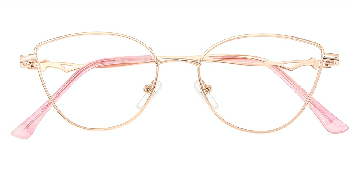 Golden Cat Eye Simple Metal Eyeglasses