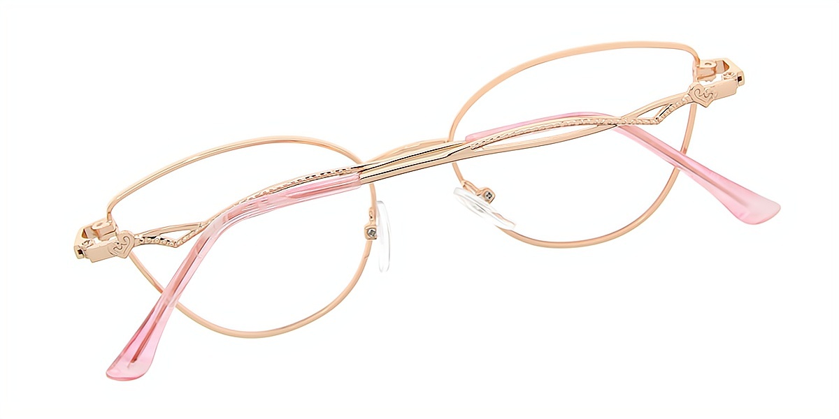 Golden Cat Eye Simple Metal Eyeglasses