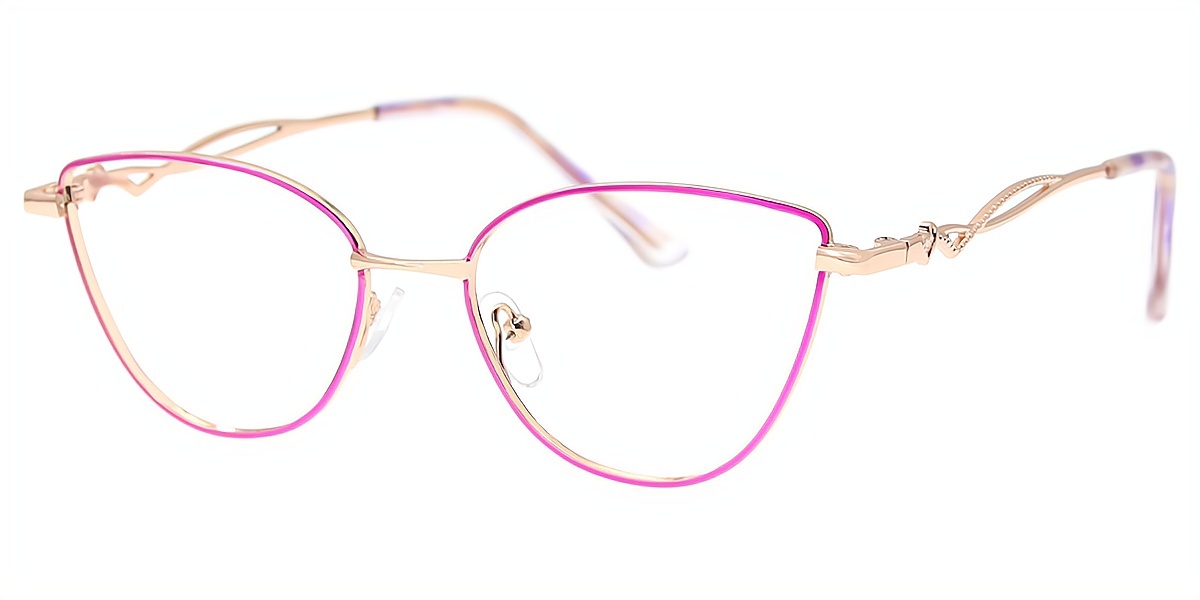 Purple Cat Eye Simple Metal Eyeglasses