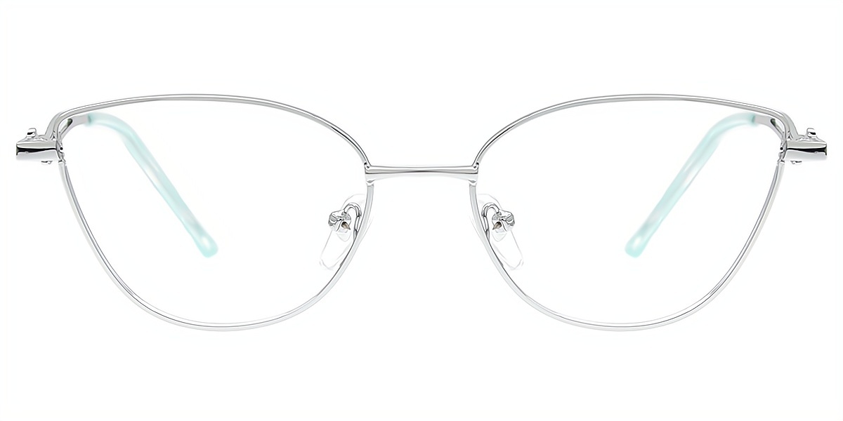 Silver Cat Eye Simple Metal Eyeglasses