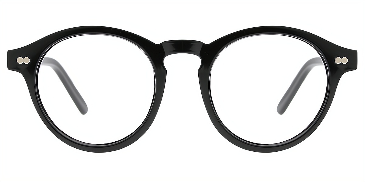 Black Round Simple Plastic Eyeglasses