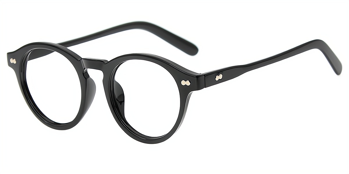 Black Round Simple Plastic Eyeglasses