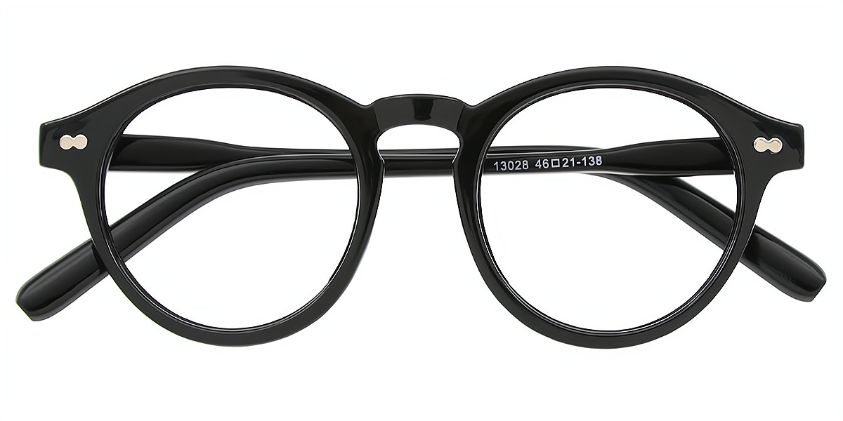 Black Round Simple Plastic Eyeglasses