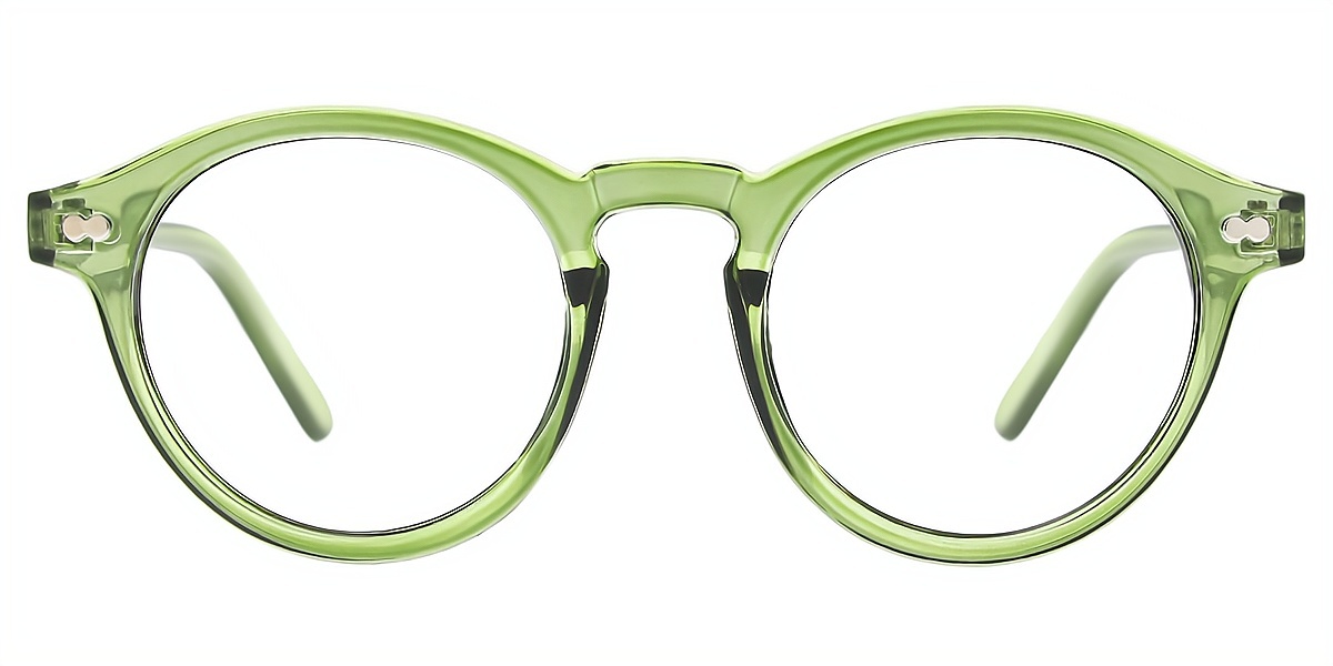 Green Round Simple Plastic Eyeglasses