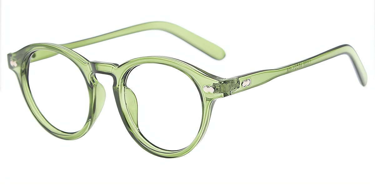 Green Round Simple Plastic Eyeglasses