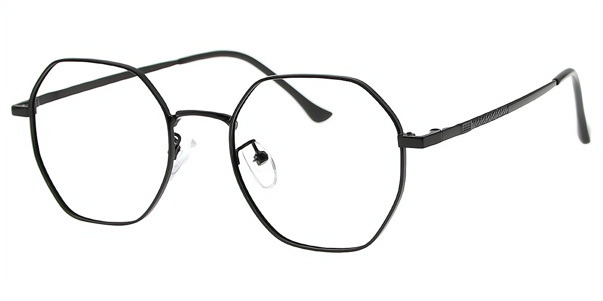 Black Geometric Simple Metal Eyeglasses