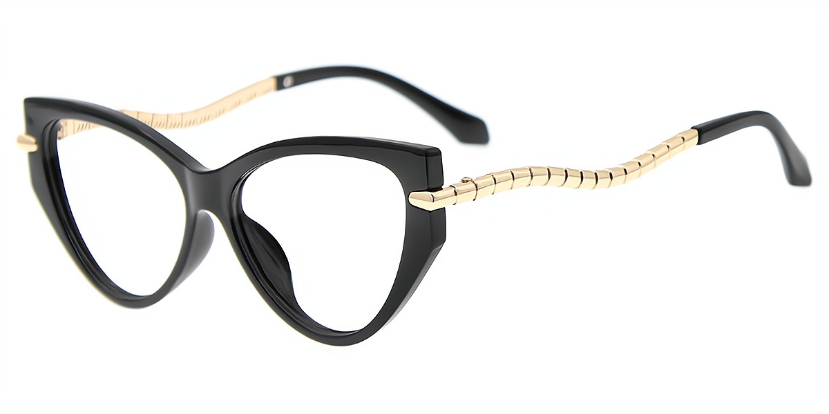 Black Cat Eye Hipster Mixed Materials Eyeglasses