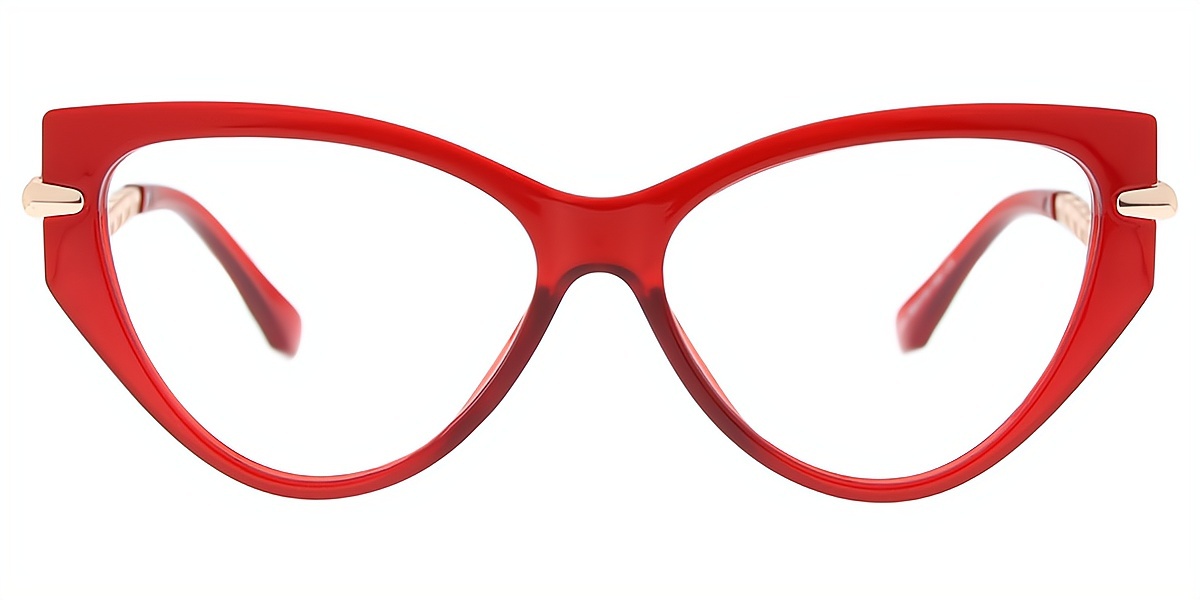 Red Cat Eye Hipster Mixed Materials Eyeglasses