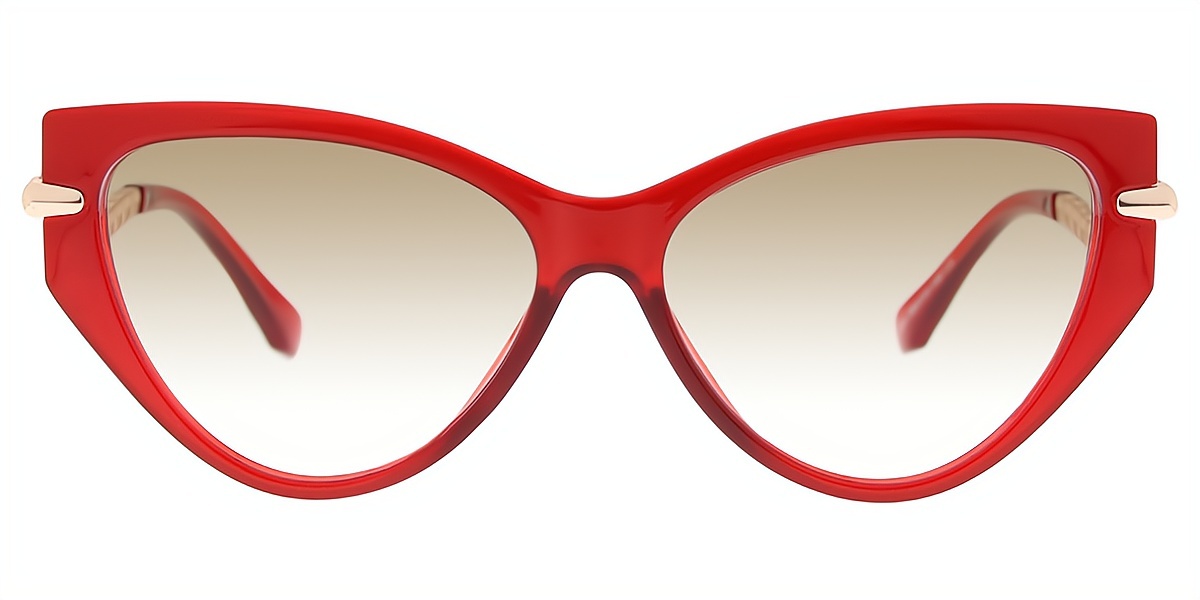 Red Cat Eye Hipster Mixed Materials Eyeglasses