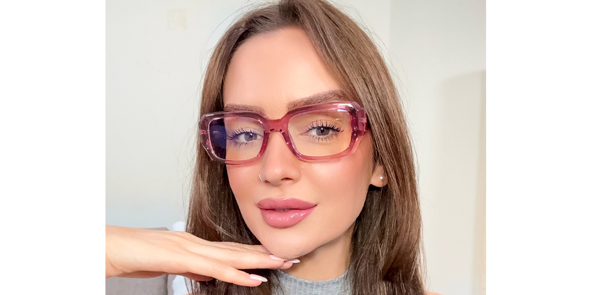 Purple Rectangle Hipster TR90 Eyeglasses