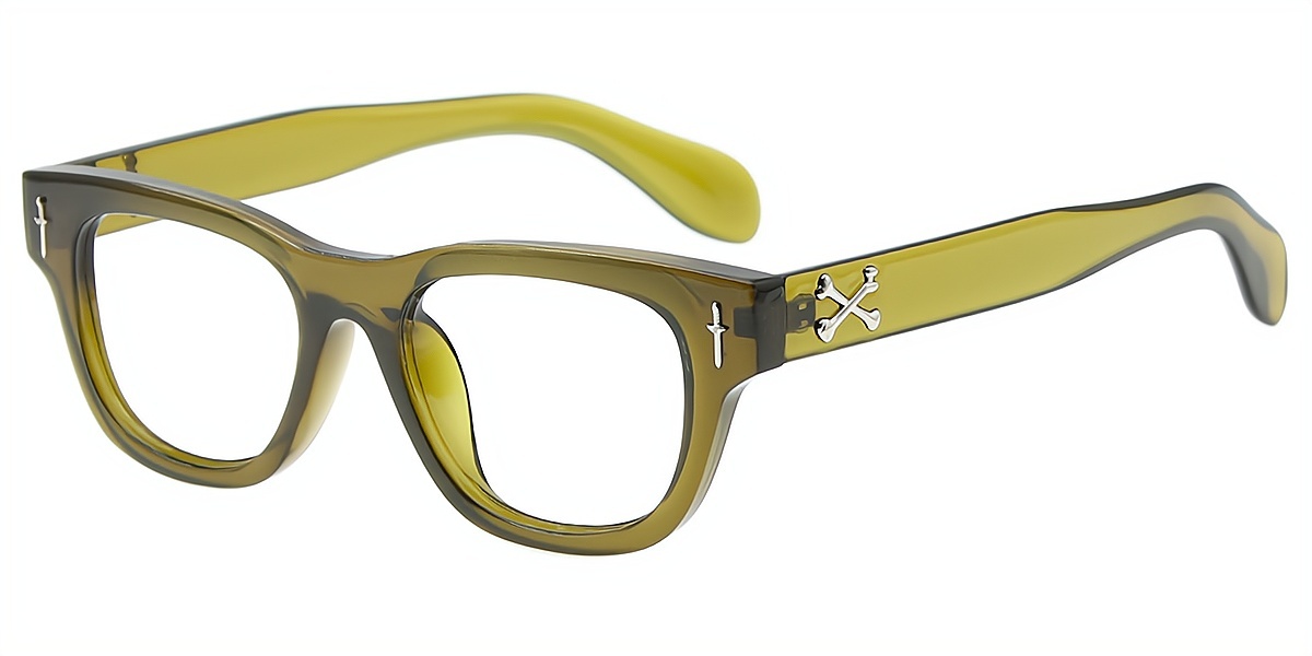 Green Horn Retro Horn Plastic Eyeglasses