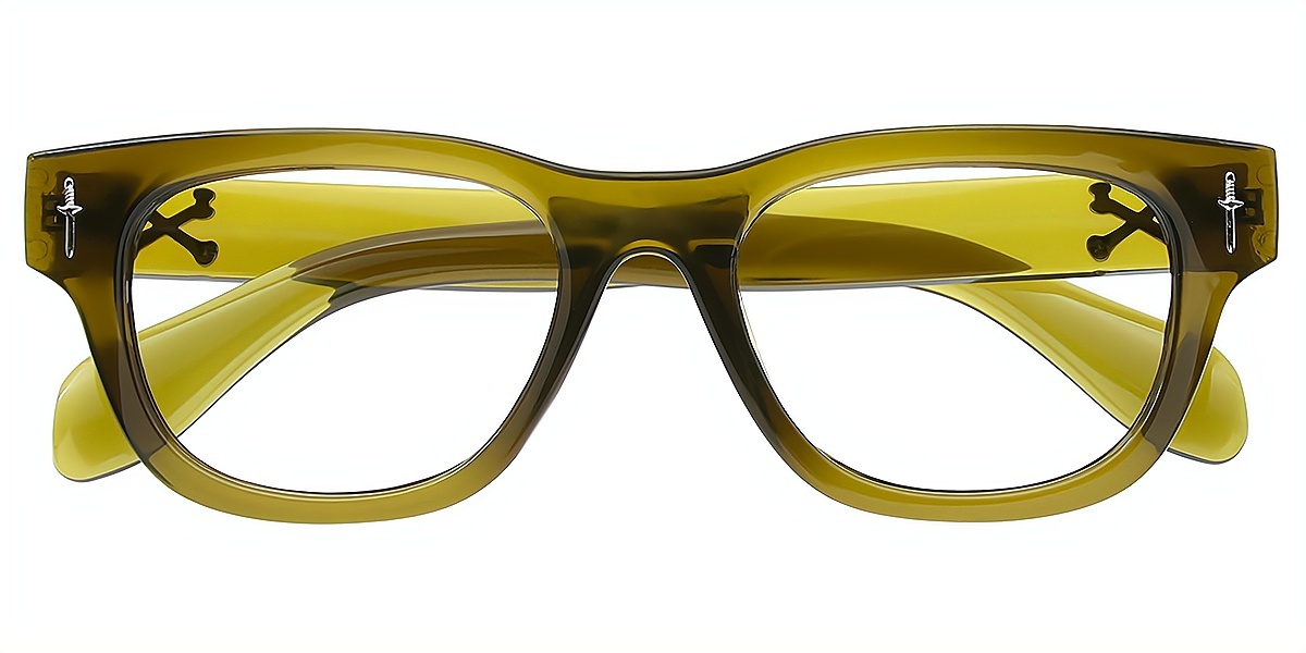 Green Horn Retro Horn Plastic Eyeglasses