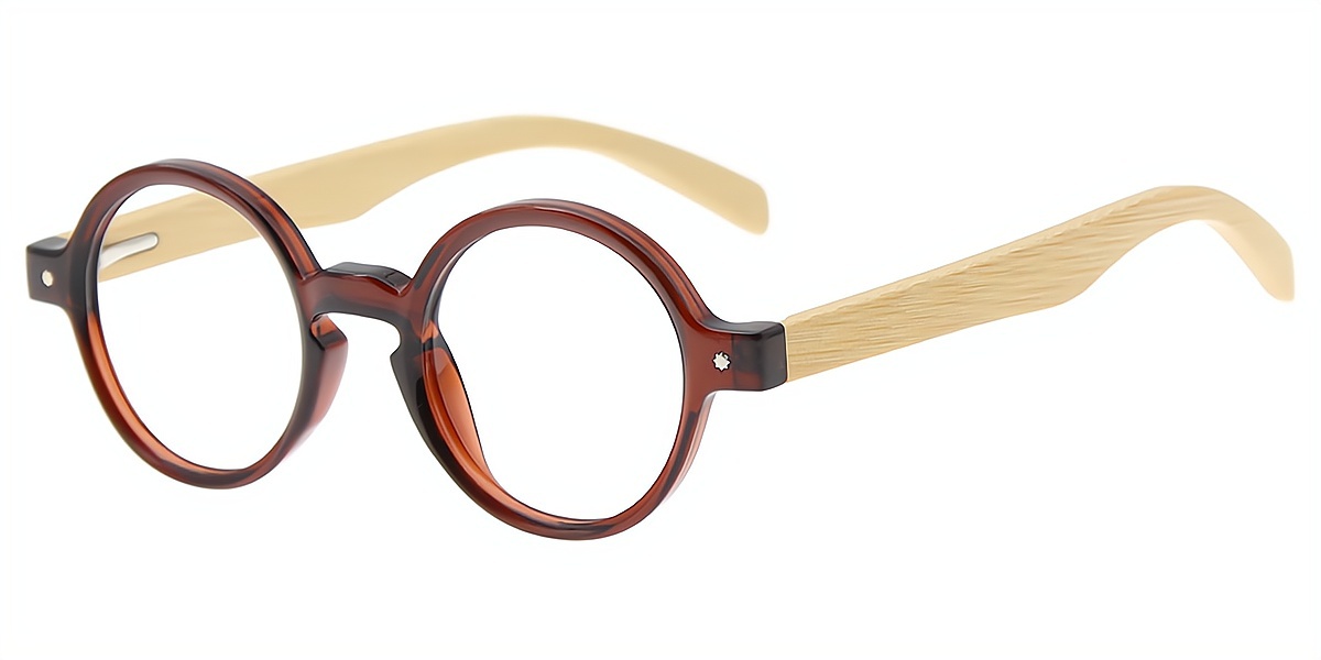 Brown Round Retro TR90 Eyeglasses