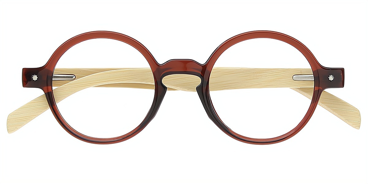 Brown Round Retro TR90 Eyeglasses