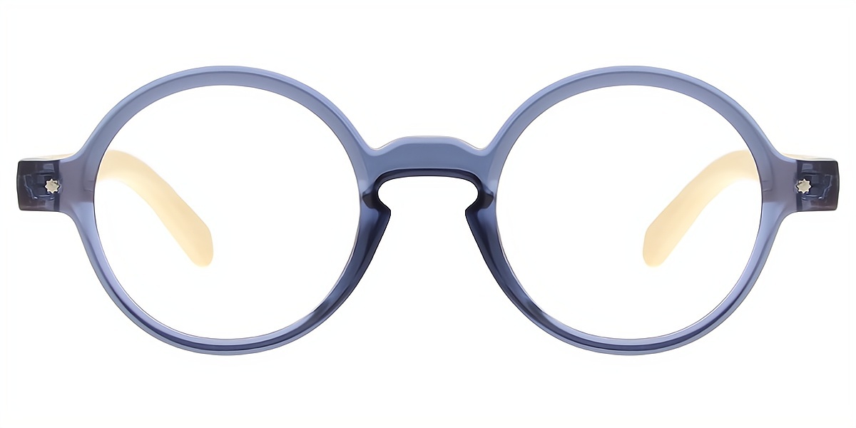 Blue Gray Round Retro TR90 Eyeglasses