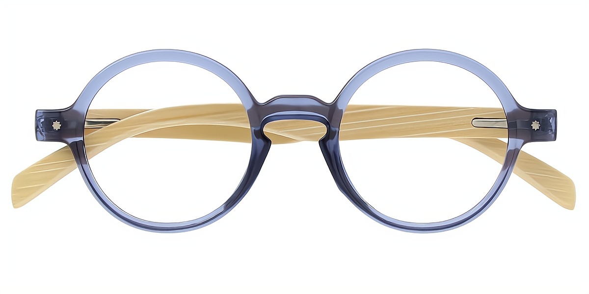 Blue Gray Round Retro TR90 Eyeglasses