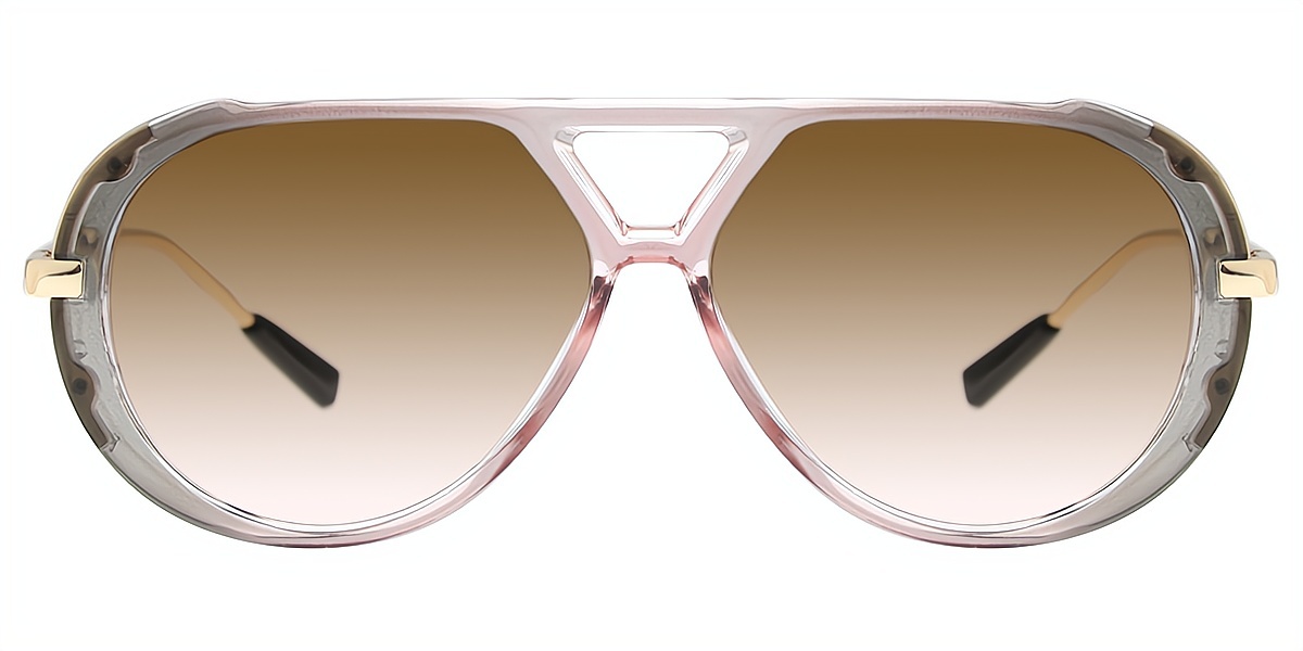 Gray Aviator Chic Mixed Materials Eyeglasses