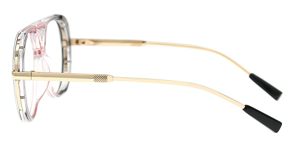 Gray Aviator Chic Mixed Materials Eyeglasses