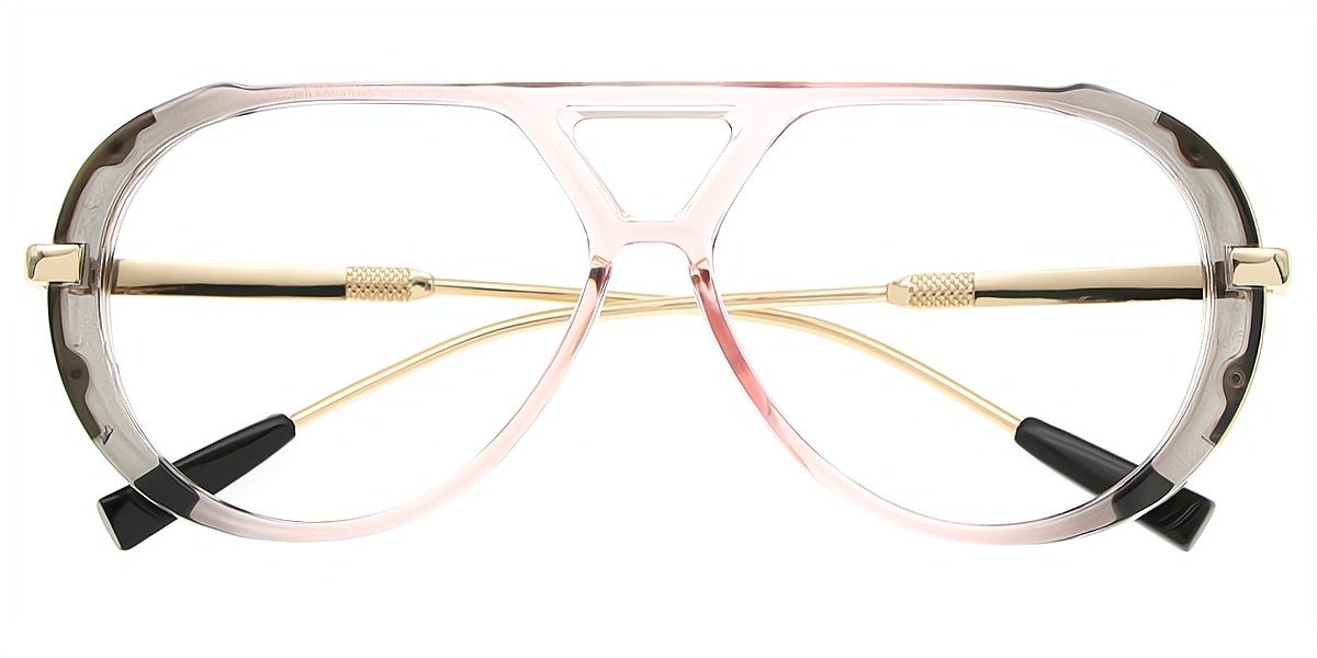 Gray Aviator Chic Mixed Materials Eyeglasses
