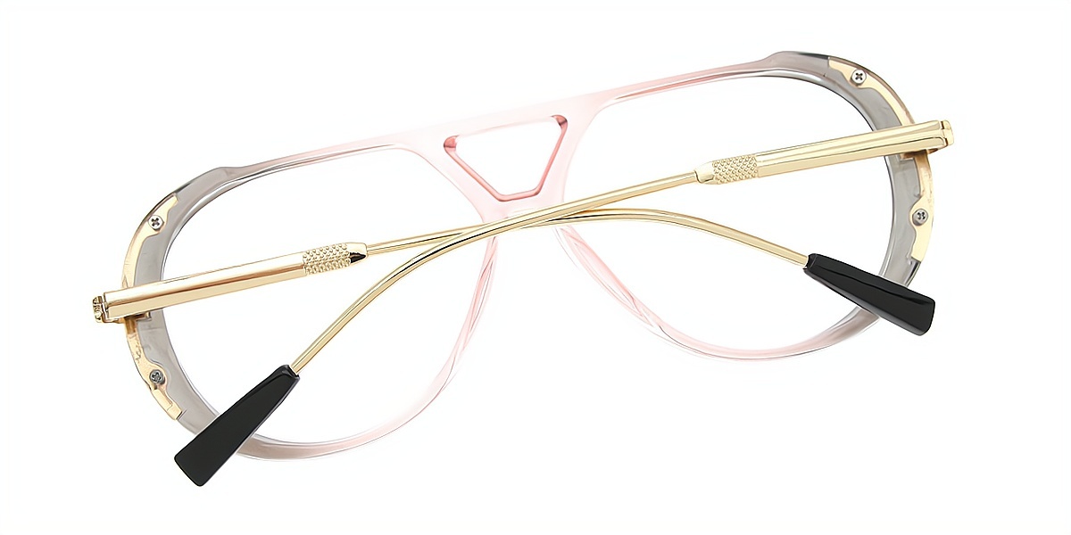 Gray Aviator Chic Mixed Materials Eyeglasses
