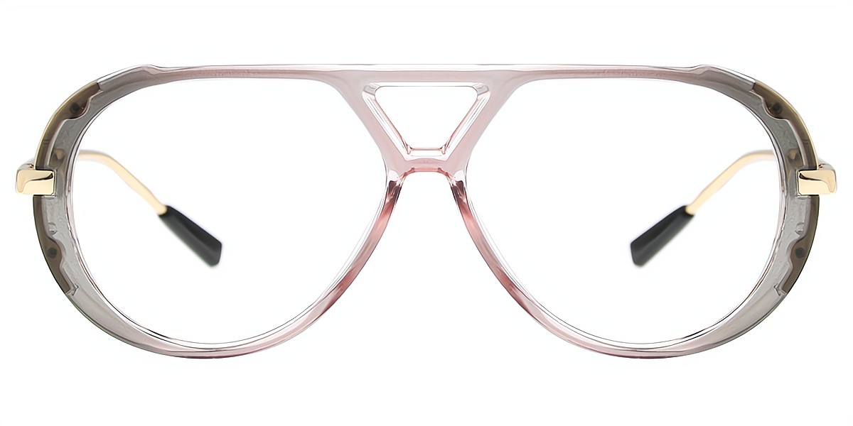Gray Aviator Chic Mixed Materials Eyeglasses