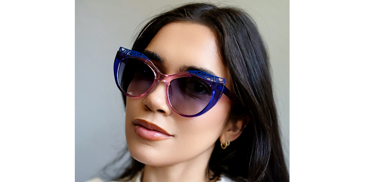 Purple Cat Eye Ornate Plastic Eyeglasses
