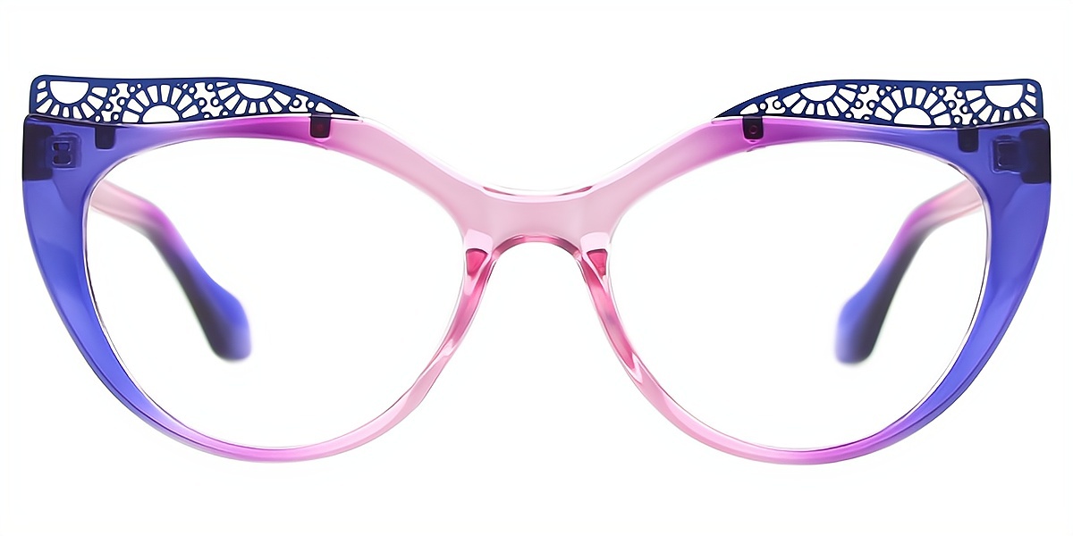 Purple Cat Eye Ornate Plastic Eyeglasses