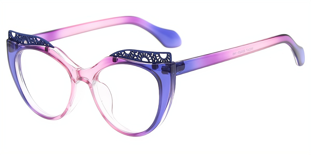 Purple Cat Eye Ornate Plastic Eyeglasses