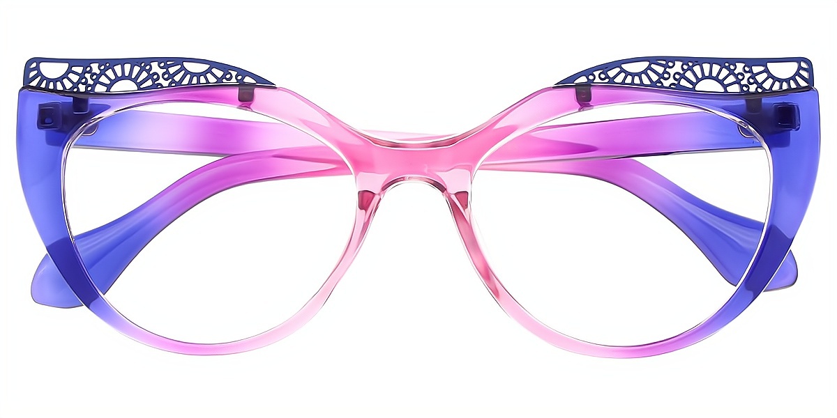 Purple Cat Eye Ornate Plastic Eyeglasses