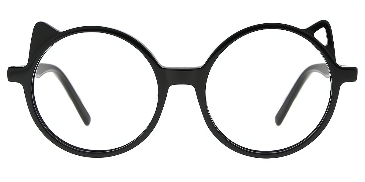 Black Round Elaborate Acetate Eyeglasses