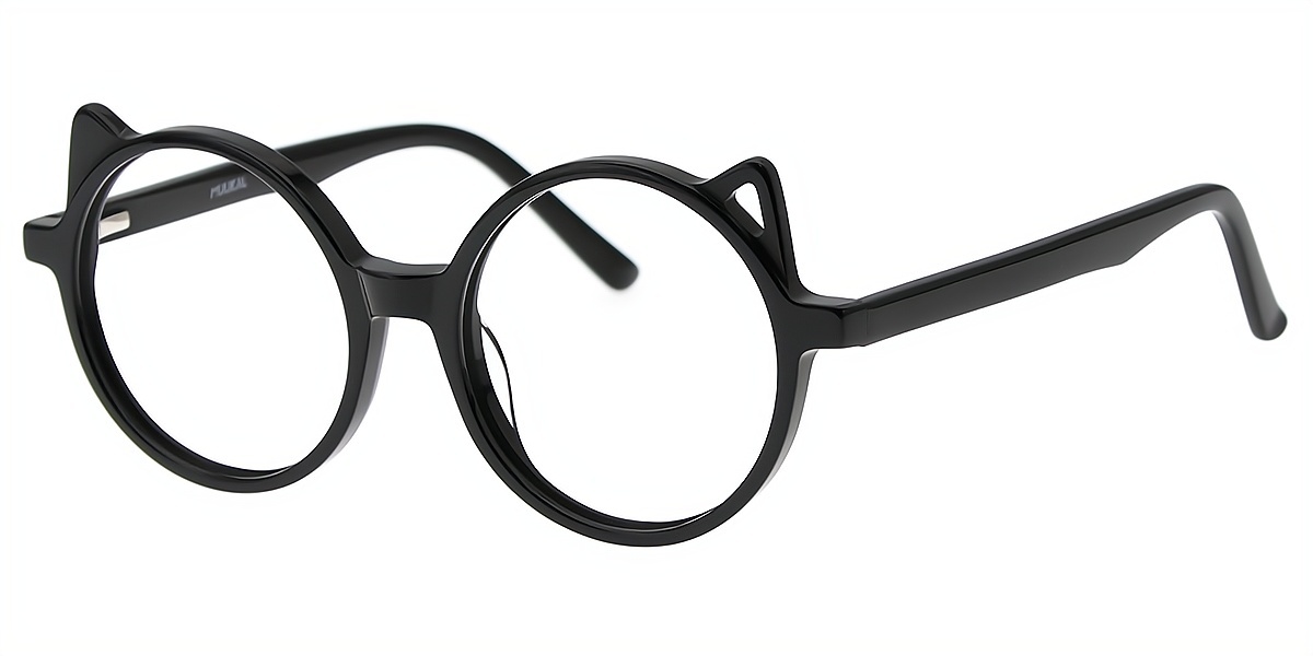 Black Round Elaborate Acetate Eyeglasses