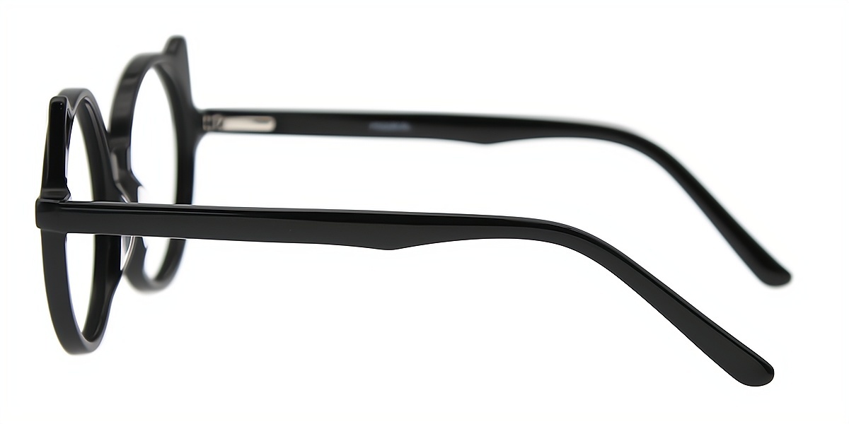 Black Round Elaborate Acetate Eyeglasses