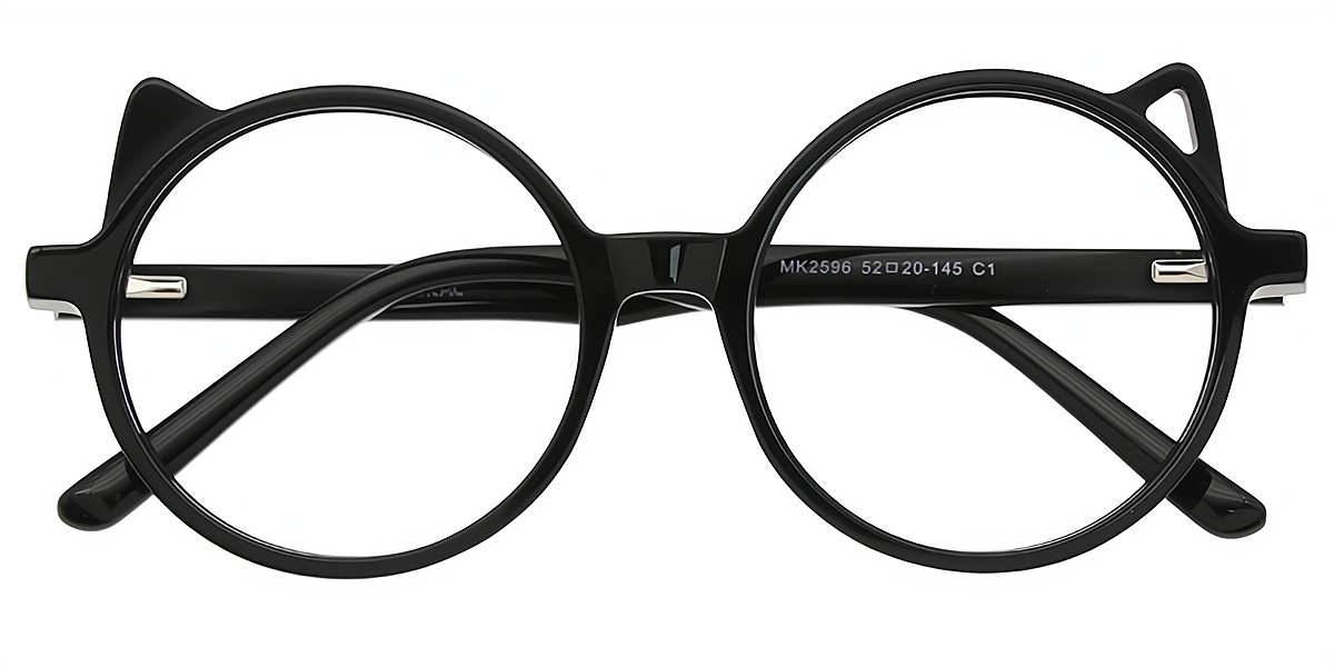 Black Round Elaborate Acetate Eyeglasses