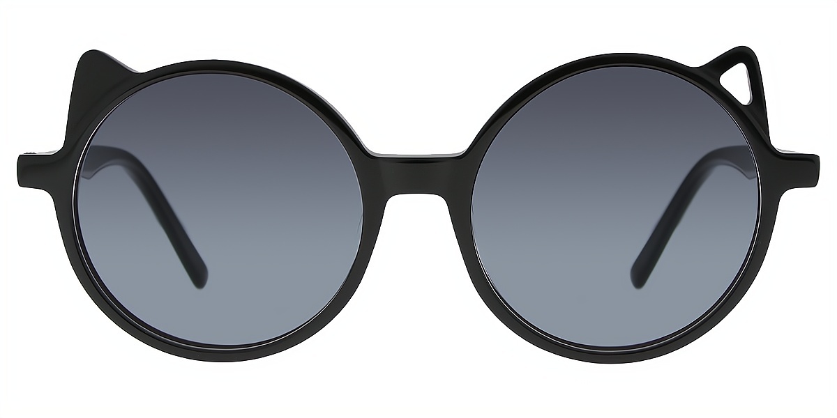 Black Round Elaborate Acetate Eyeglasses