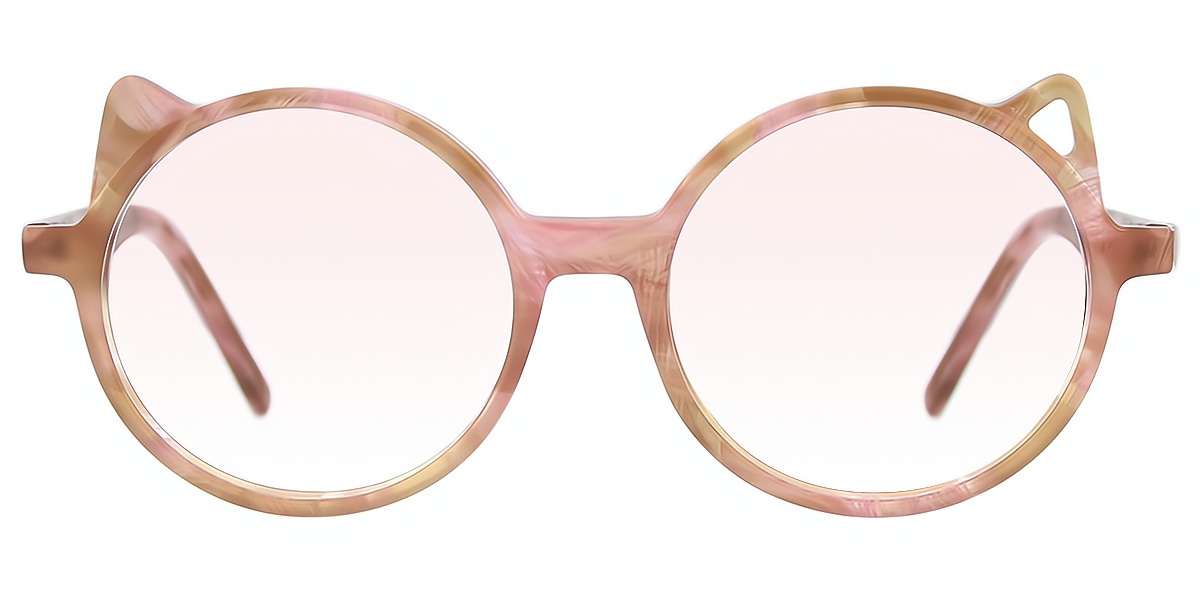 Brown Round Elaborate Acetate Eyeglasses