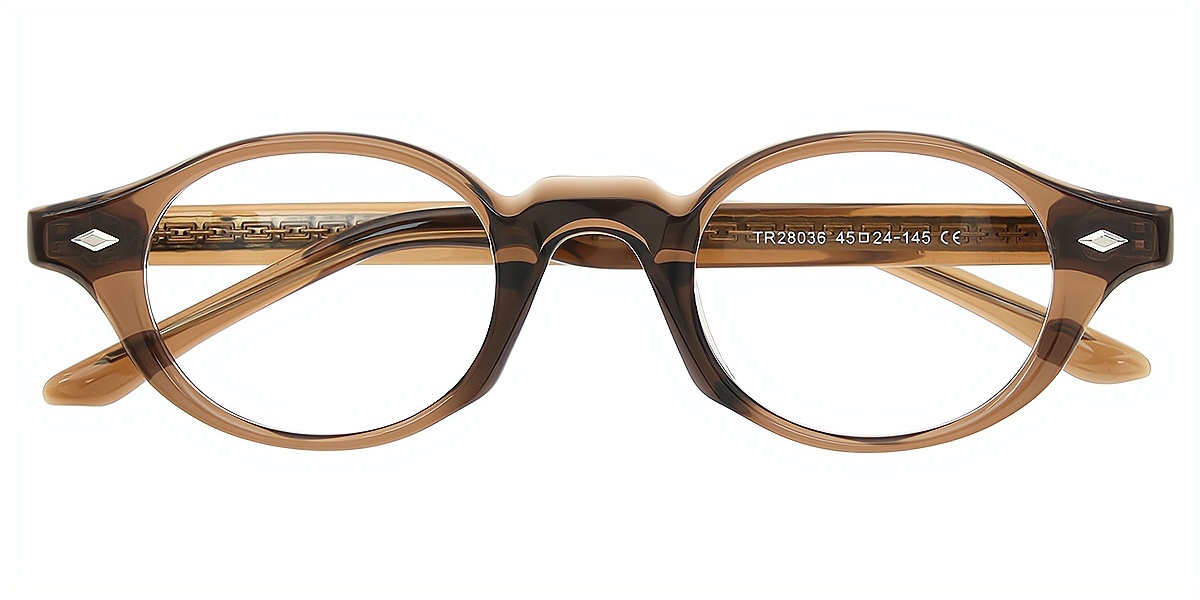 Brown Oval Chic TR90 Eyeglasses